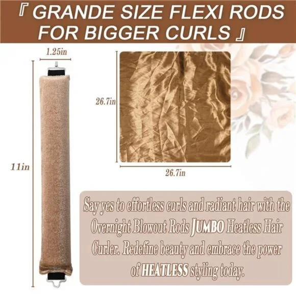 Heatless Hair Curler Overnight Blowout Rods Jumbo, Heatless Curls - Picture 5 of 7